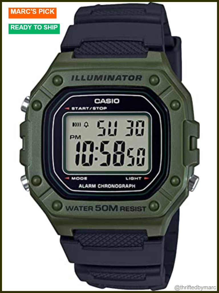 Digital Watch With 50m Wr Stopwatch Countdown Alarm Led Backlight Quartz Resin